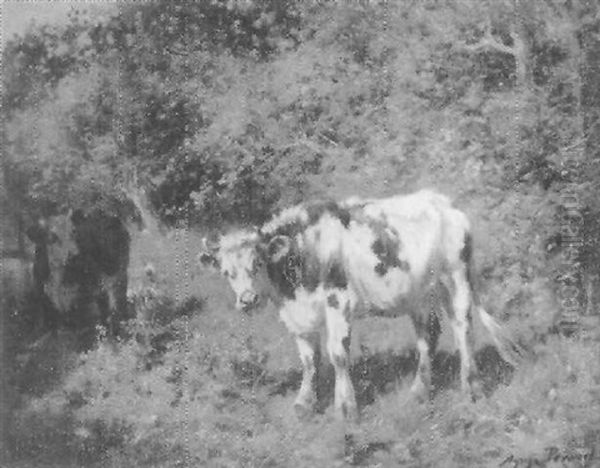 Cattle Grazing Oil Painting by Aymar Pezant