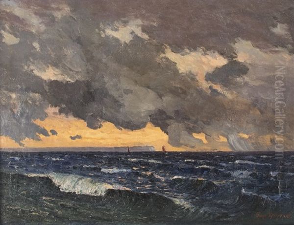 Evening Mood At Cap Arkona Before Rugen Oil Painting by Franz Pflugradt