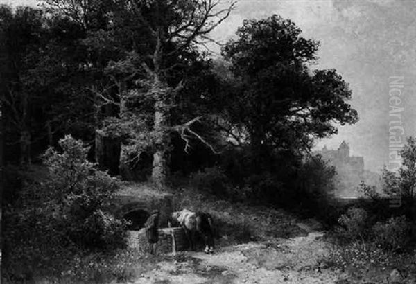 An Der Quelle Oil Painting by Gustav Pflugradt