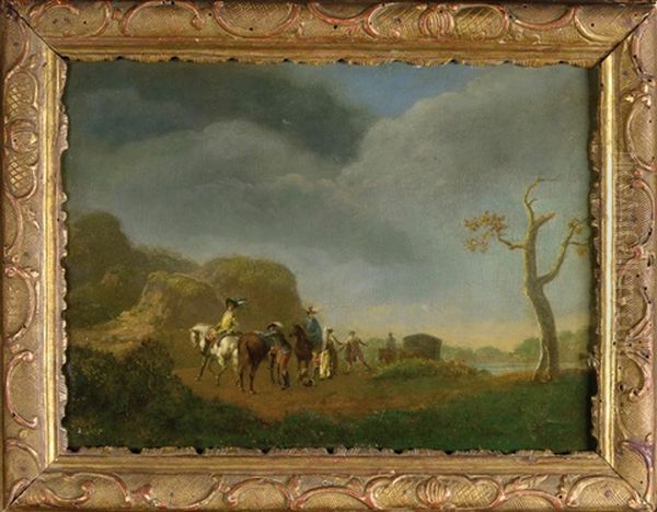 Meeting On The Road Oil Painting by Johann Georg Pforr