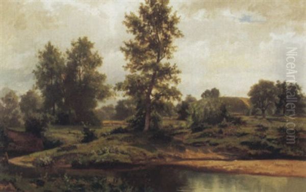 Bachlandschaft Mit Eiche Oil Painting by Niklaus von Pfyffer
