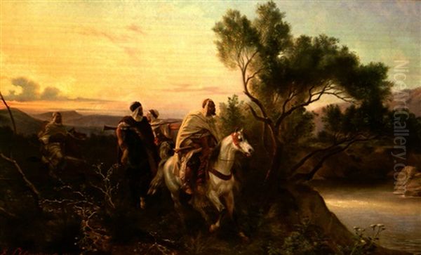 Eclaireurs Arabes Oil Painting by Henri Felix Emmanuel Philippoteaux