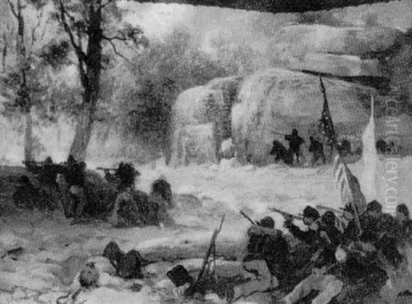 Fierce Skirmish, Civil War Oil Painting by Paul Dominique Philippoteaux