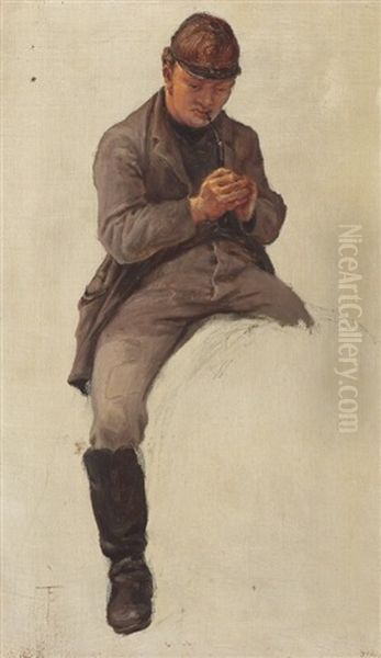 Rytter Taender Sin Pibe Oil Painting by Theodor Esbern Philipsen