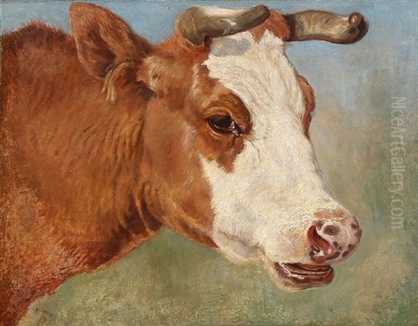 A Cow Oil Painting by Theodor Esbern Philipsen