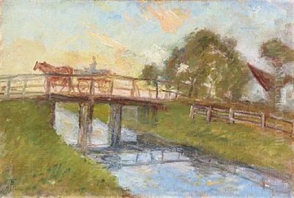 Broen Over Aen Ved Flaskekroen Oil Painting by Theodor Esbern Philipsen