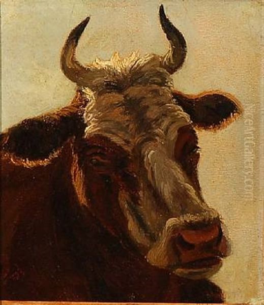 A Cow Oil Painting by Theodor Esbern Philipsen