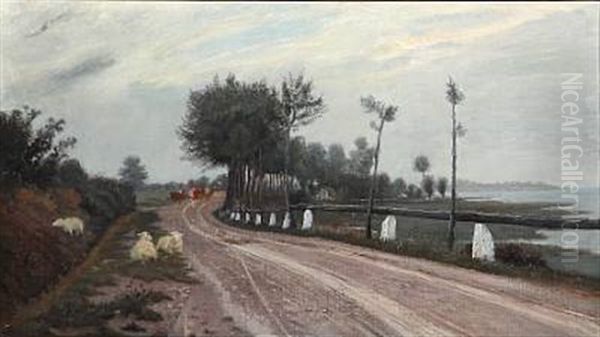 Landevej V. Faxe 1870 Oil Painting by Theodor Esbern Philipsen