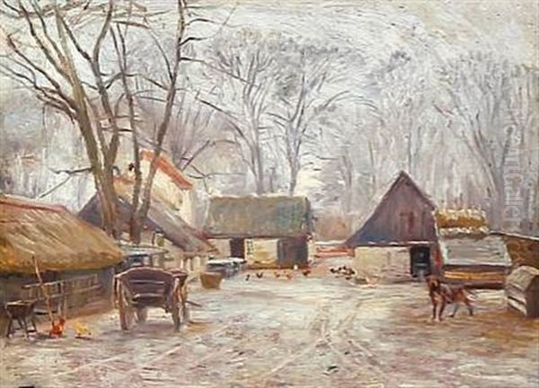 Garden Ved Peter Lieps Hus. Vinterdag Med Sne Oil Painting by Theodor Esbern Philipsen