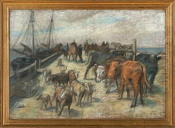 Udskibning Pa Saltholm Oil Painting by Theodor Esbern Philipsen