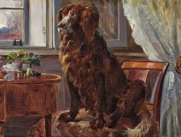 Interior With A Dog Oil Painting by Theodor Esbern Philipsen