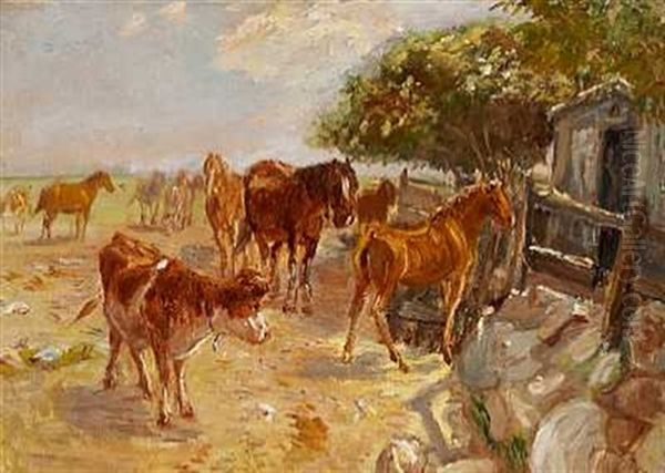 Udenfor Vanderhytten Ved Hollaenderbronden. Saltholmen Oil Painting by Theodor Esbern Philipsen