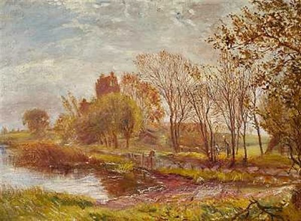 Efterarslandskab Oil Painting by Theodor Esbern Philipsen