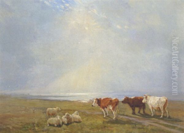 Koer Og Far Pa Saltholm Oil Painting by Theodor Esbern Philipsen