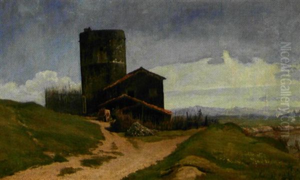 En Bygning I Den Romerske Campagne Oil Painting by Theodor Esbern Philipsen