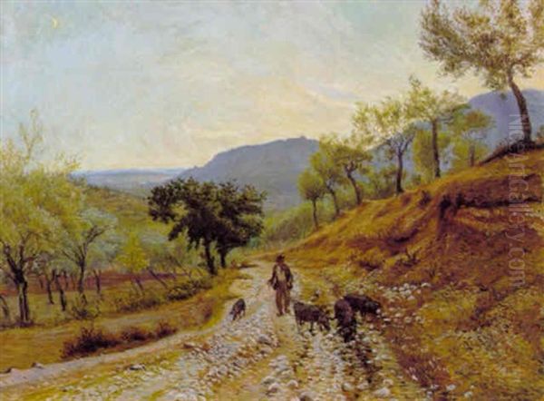 Bjergvej Ved Sora Oil Painting by Theodor Esbern Philipsen