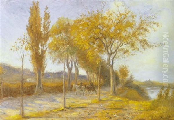 Via Del Olmo Udenfor Monte Mario Med Roma Og Villa Madama I Bagrunden Oil Painting by Theodor Esbern Philipsen