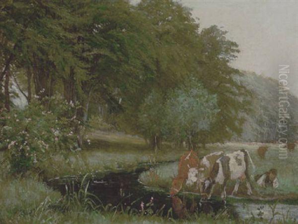 Koer Ved Sortaen Naer Mejlgard Oil Painting by Theodor Esbern Philipsen