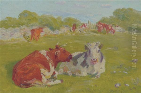 Drovtyggende Koer Oil Painting by Theodor Esbern Philipsen