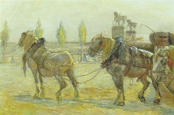 Karreheste Pa En Seinekaj I Paris Oil Painting by Theodor Esbern Philipsen