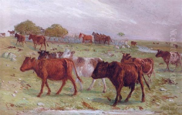 Graessende Heste Pa Marken Oil Painting by Theodor Esbern Philipsen