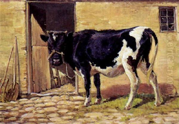 Sortbroget Tyrekalv Oil Painting by Theodor Esbern Philipsen