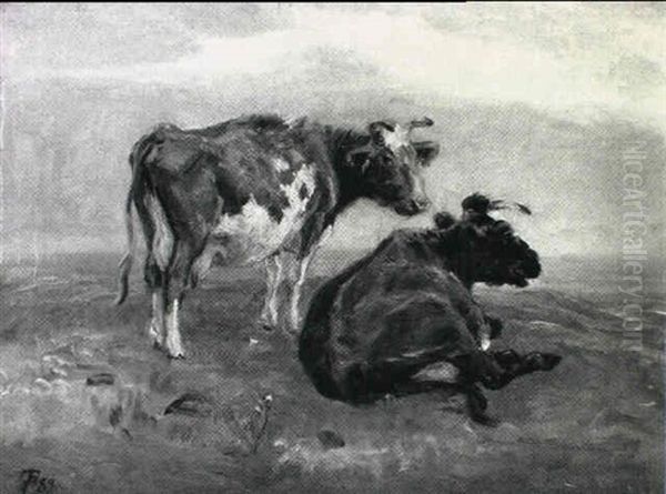 Graessende Kier, Saltholm Oil Painting by Theodor Esbern Philipsen