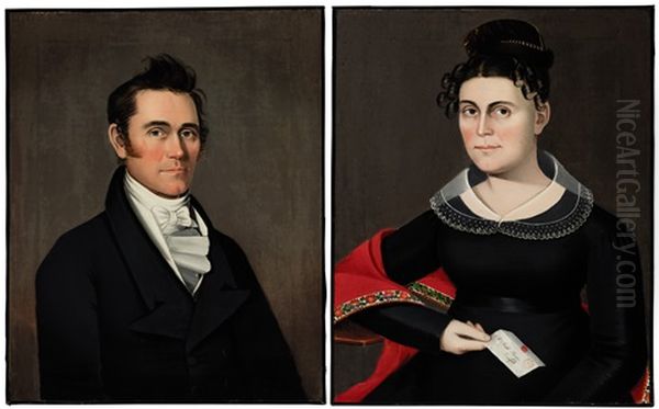 Portraits Of Mr. And Mrs. Robert R. Thompson Oil Painting by Ammi Phillips