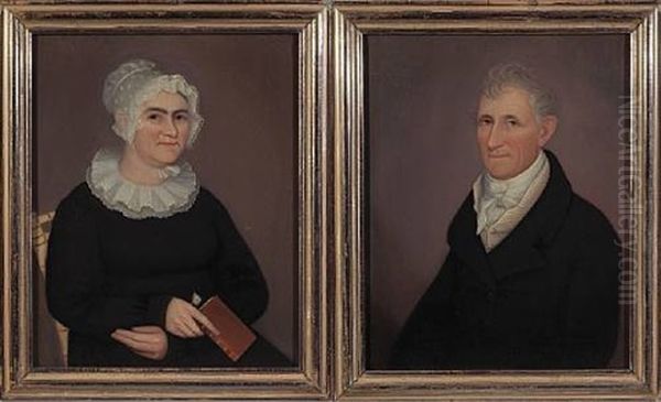 Portraits Thought To Be David Hamlin And Lois Davis Hamlin (pair) Oil Painting by Ammi Phillips