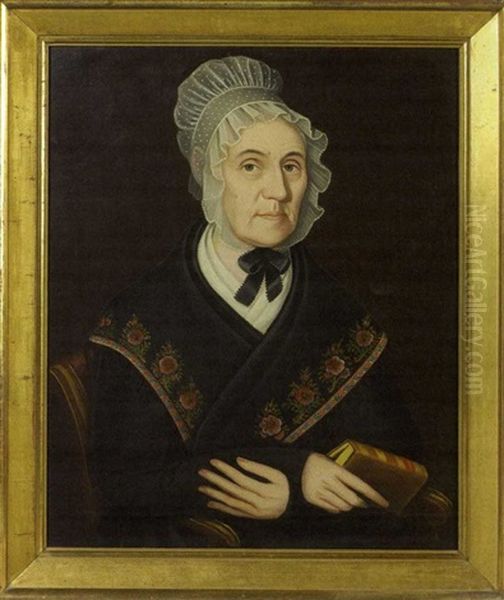 Portrait Of A Woman In A Floral Shawl Oil Painting by Ammi Phillips