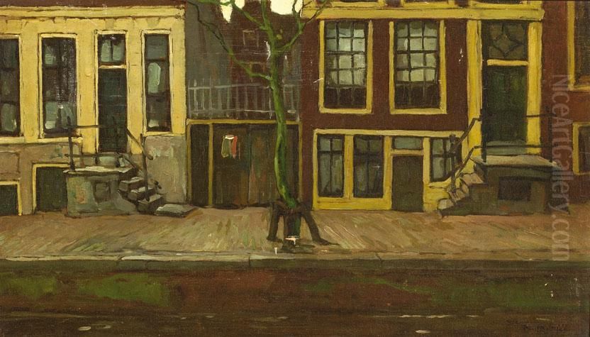 Groenburgwal In Amsterdam Oil Painting by Paul Bodifee