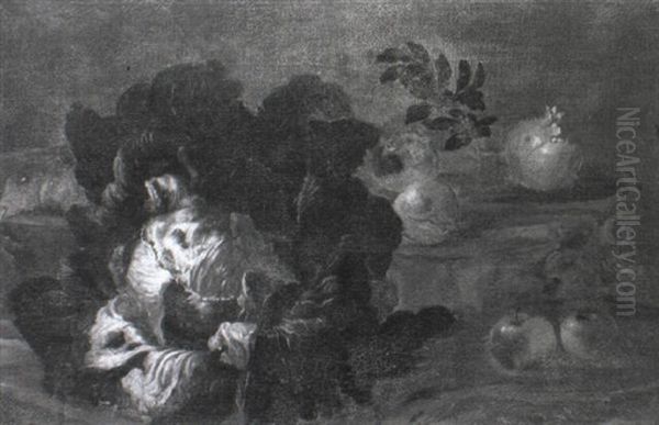 Natura Morta Con Cavolo E Melograni Oil Painting by Giuseppe Antonio Pianca