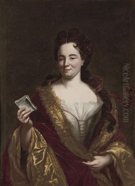 Bildnis Einer Jungen Adeligen Dame Mit Einem Billet Oil Painting by Giovanni Maria delle, called Mulinaretto Piane
