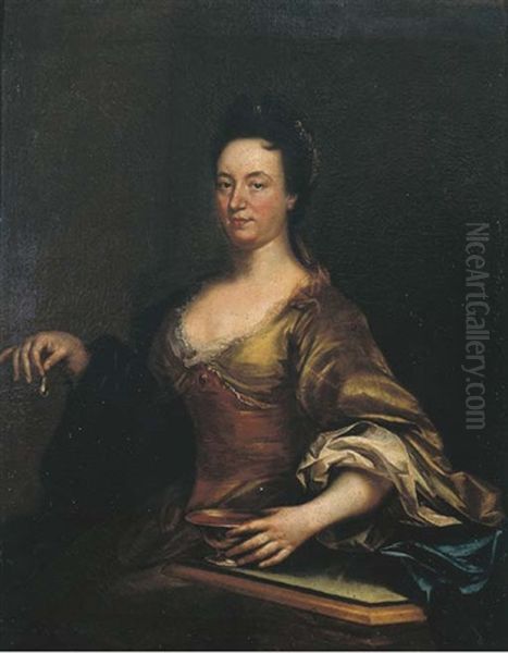 Ritratto Della Marchesa Giustiniani Come Cleopatra Oil Painting by Giovanni Maria delle, called Mulinaretto Piane