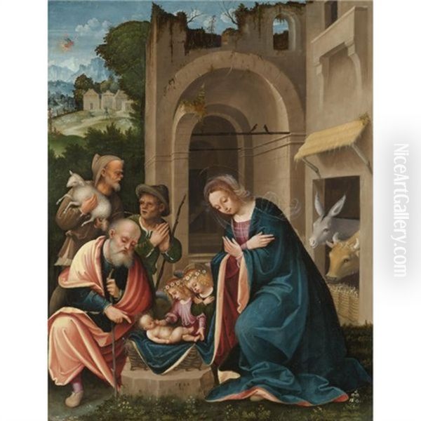 The Adoration Of The Shepherds Oil Painting by Martino Piazza