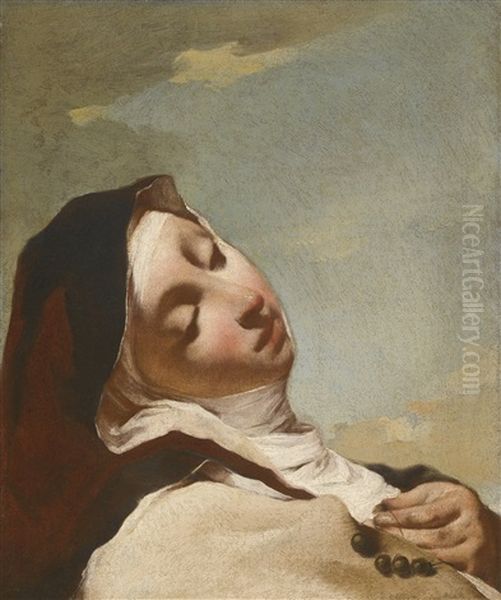 Saint Theresa In Ecstasy Oil Painting by Giovanni Battista Piazzetta