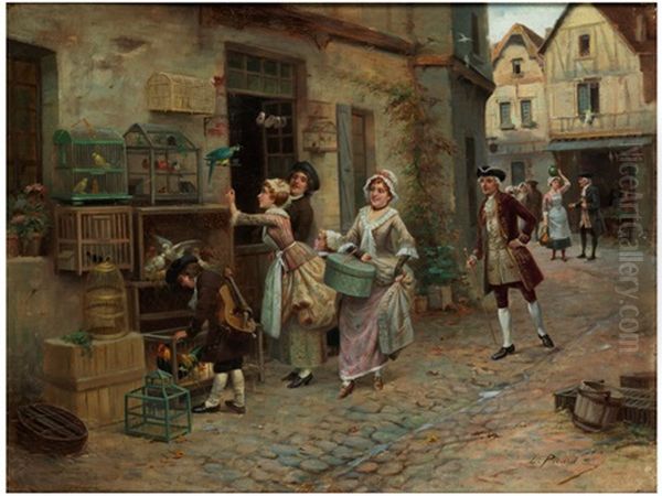 Beim Vogelverkaufer Oil Painting by Louis Picard