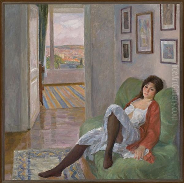 Figura A Dues Llums Oil Painting by Ramon Pichot Giron&egrave;s