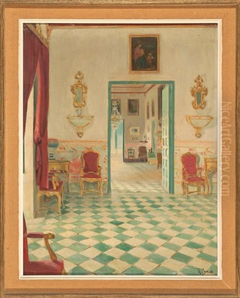 Interior Del Palacio De Viznar Oil Painting by Ramon Pichot Giron&egrave;s