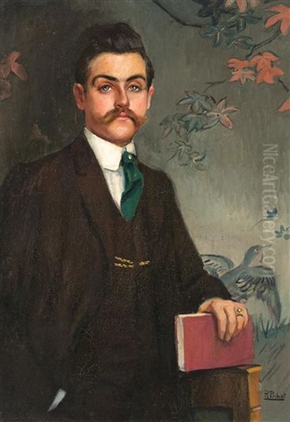Retrato Del Escritor Eduardo Marquina Oil Painting by Ramon Pichot Giron&egrave;s