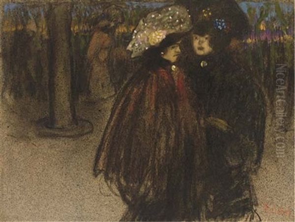 Promenade Sur Les Boulevards Oil Painting by Ramon Pichot Giron&egrave;s