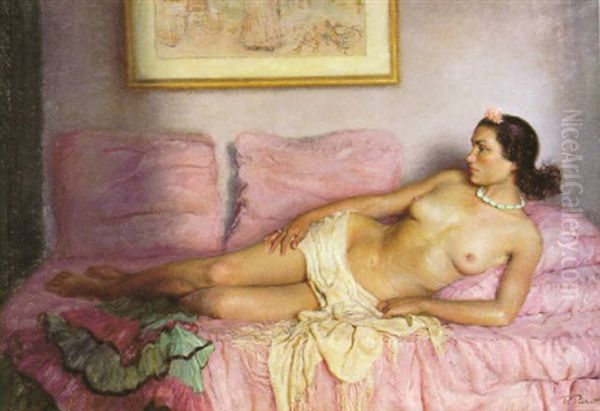 Nu En Un Interior Oil Painting by Ramon Pichot Giron&egrave;s