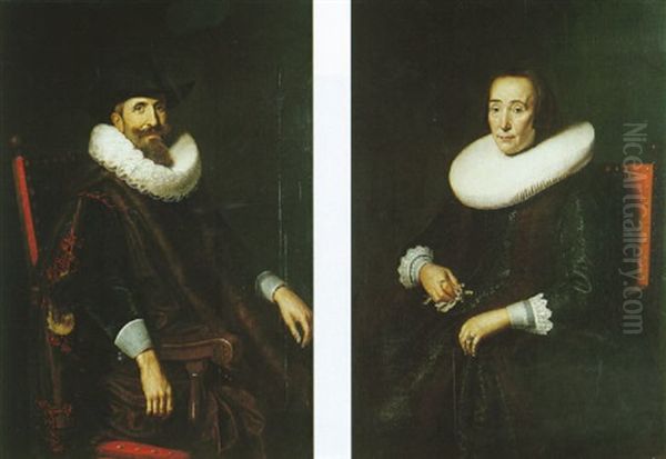 Portrait De Monsieur Elias Van Collen Punappen? Oil Painting by Nicolaes Eliasz Pickenoy