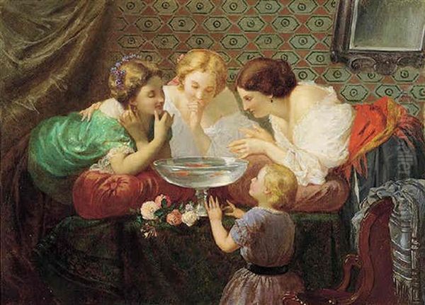 Les Poissons Rouges Oil Painting by Henri Pierre Picou