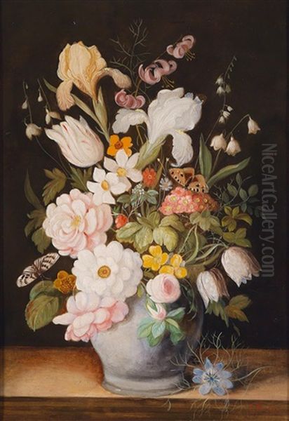 Blumenstuck Mit Schmetterling Oil Painting by Franz Xaver Pieler