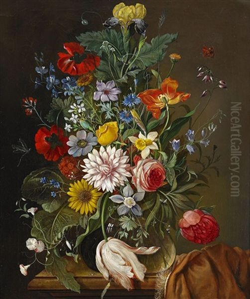 Blomsterstilleben Oil Painting by Franz Xaver Pieler