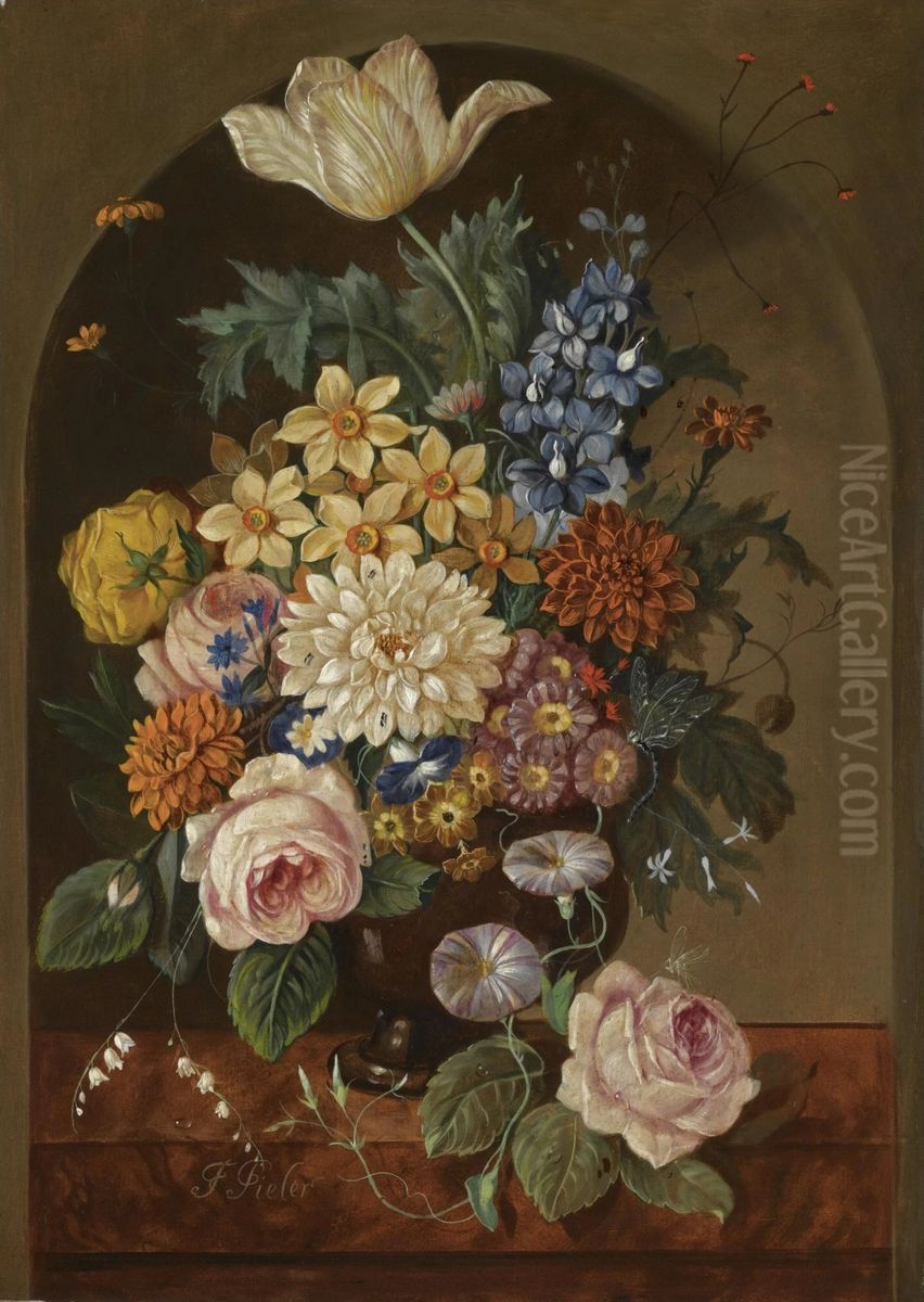 Still Life With Flowers Oil Painting by Franz Xaver Pieler