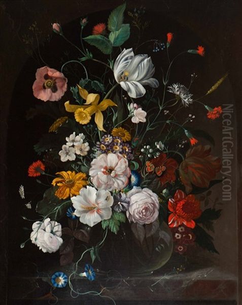 Still Life Of Flowers Oil Painting by Franz Xaver Pieler