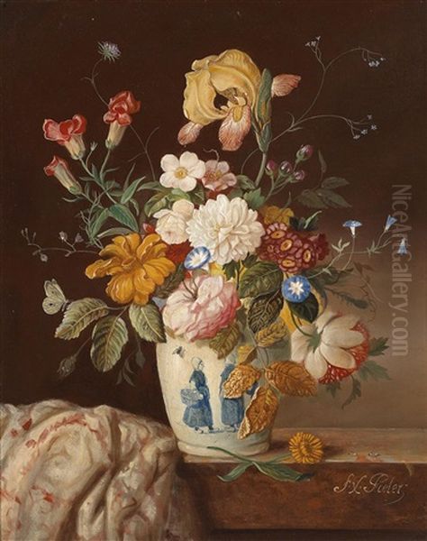 Blumenstuck In Hollandischer Vase Oil Painting by Franz Xaver Pieler