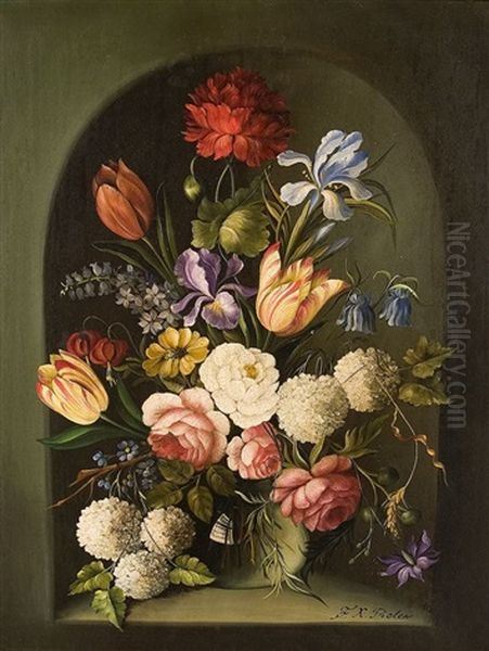 Blumen Oil Painting by Franz Xaver Pieler
